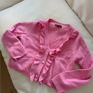 Like new Maje Pink Ruffle wool Cardigan